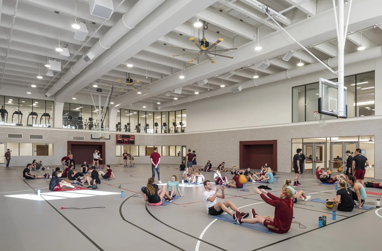 Boston College Recreation Center, basketball court group workout