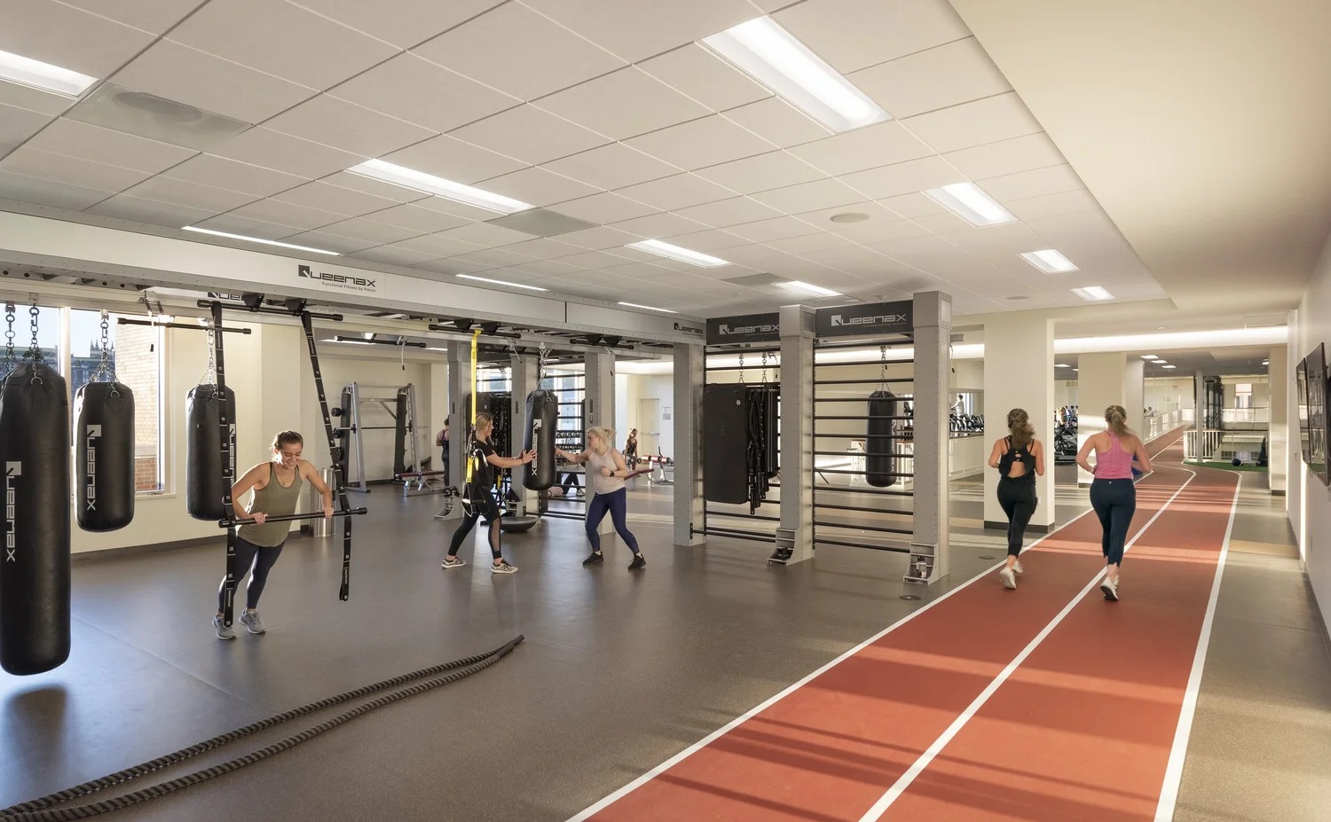 Boston College Recreation Center, fitness and elevated jogging track level