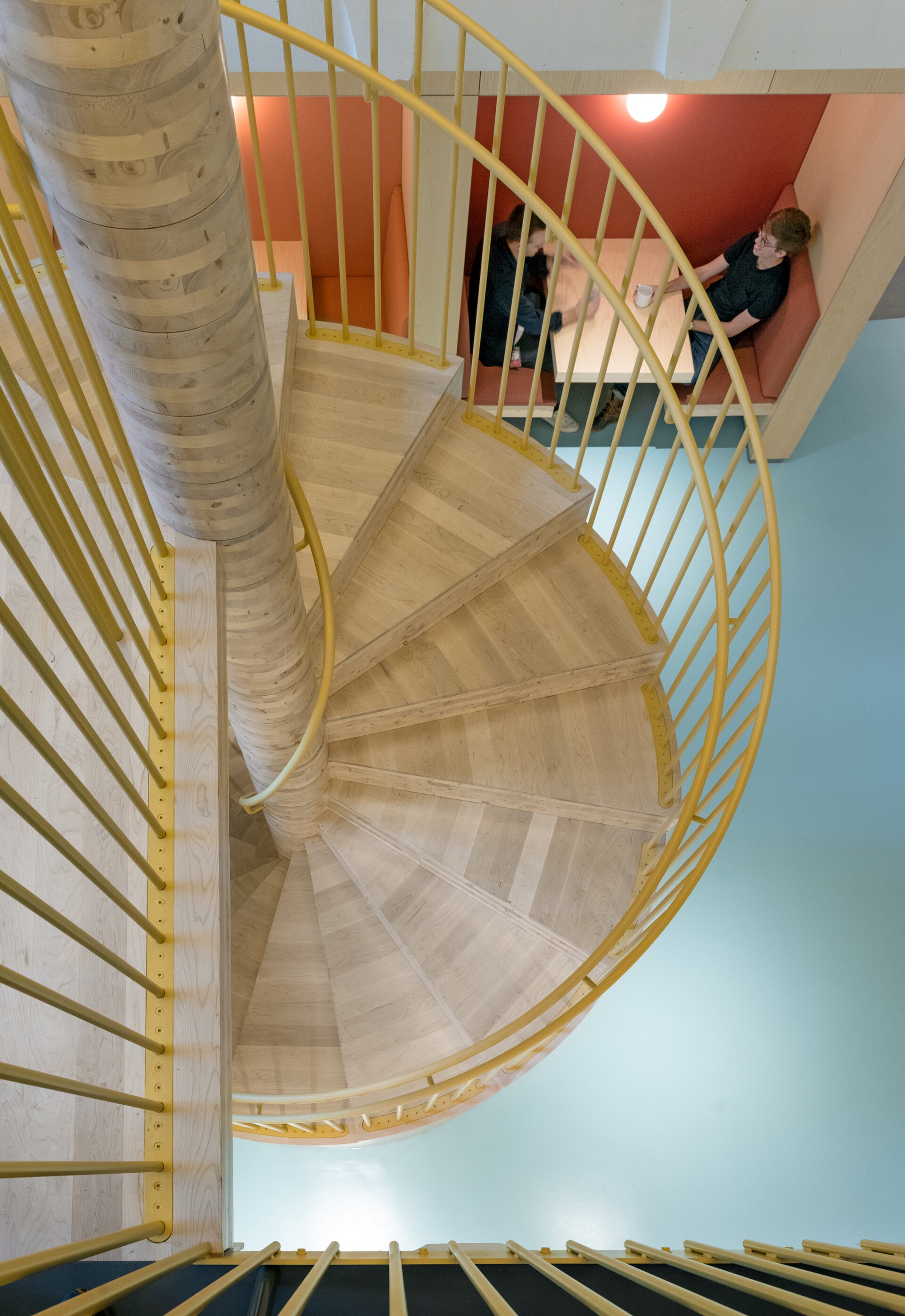 Kendall Square Workspace, spiral stair overhead view