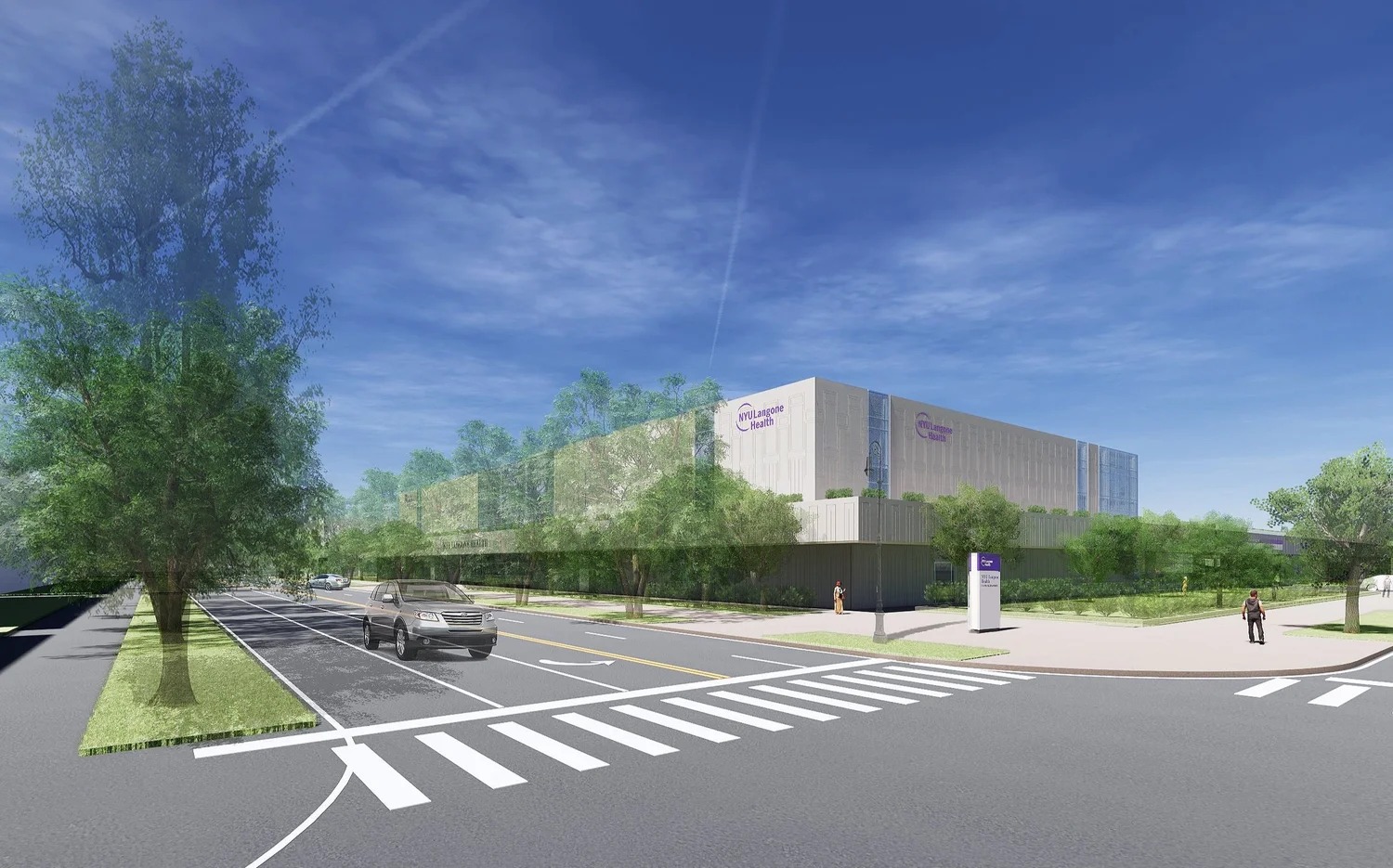 NYU Langone Health, daytime street view along Franklin Avenue