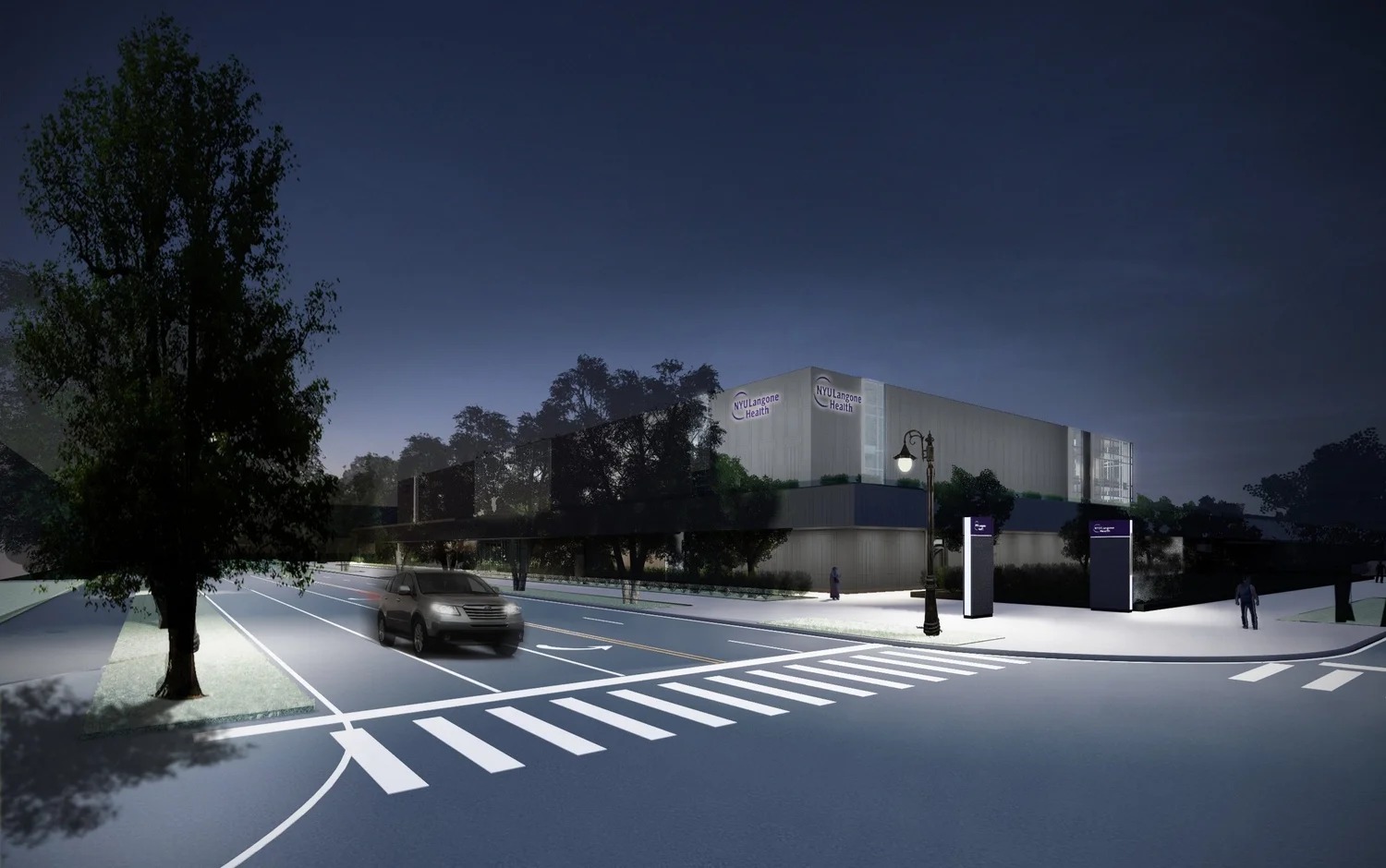NYU Langone Health, night exterior view