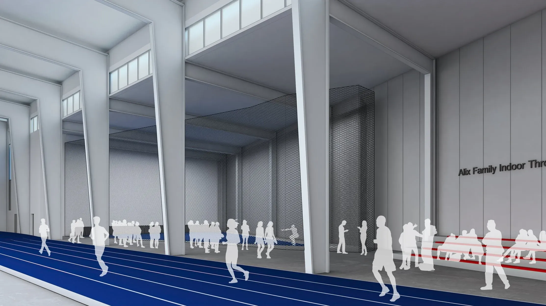UPenn Indoor Training Facility, interior Alix Family Indoor Throws area