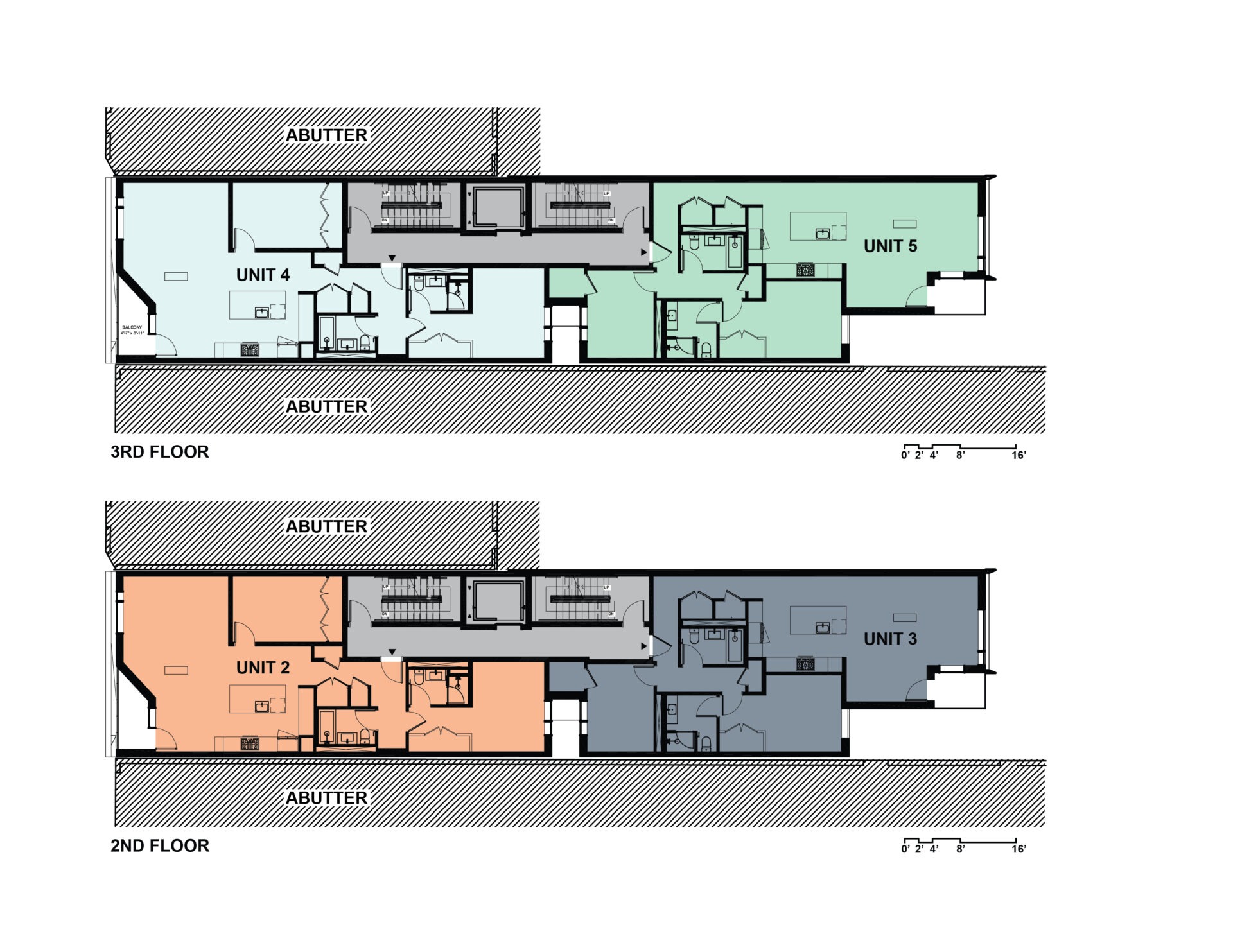West Broadway Housing, third and second floor plans