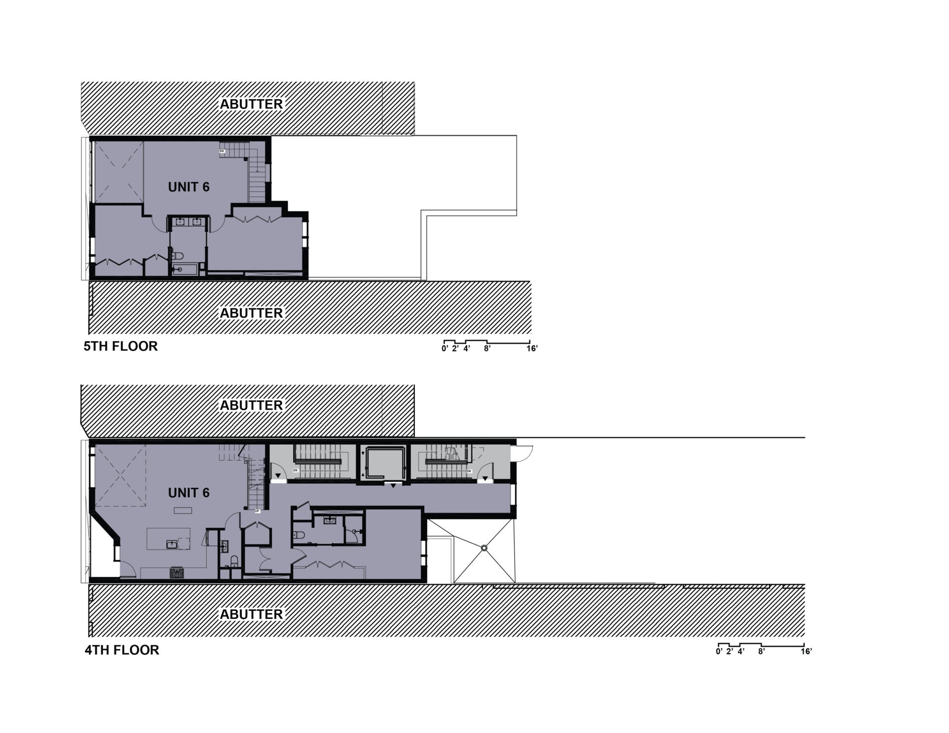 West Broadway Housing, fifth and fourth floor plans